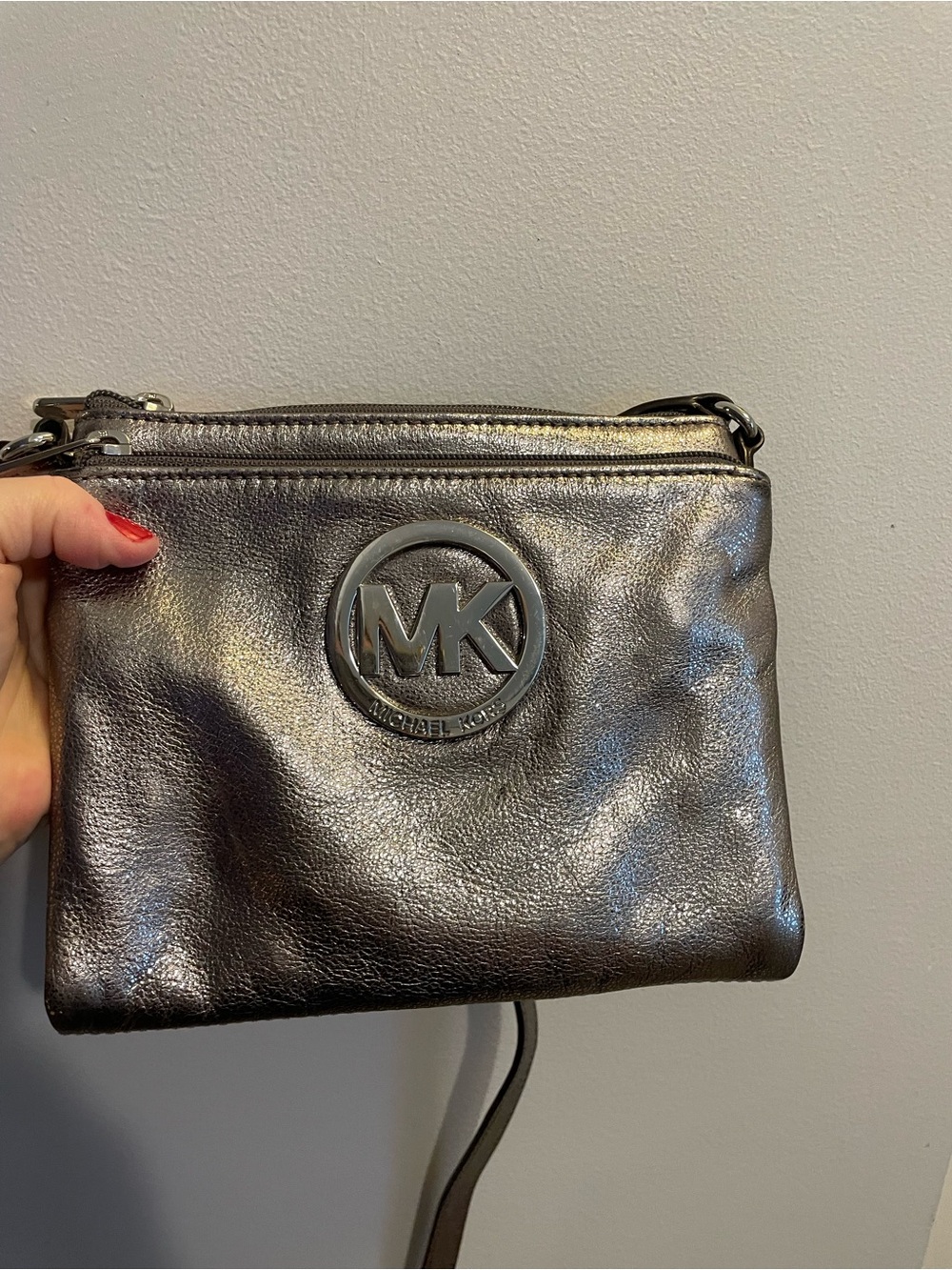 Michael Kors Metallic Gunmetal Crossbody Bag